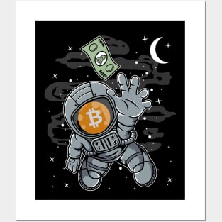 Astronaut Reaching Bitcoin BTC Coin To The Moon Crypto Token Cryptocurrency Blockchain Wallet Birthday Gift For Men Women Kids Posters and Art